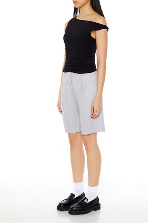 GREY High-Rise Bermuda Trouser Shorts, image 3