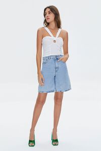 WHITE V-Strap Cutout Crop Top, image 4