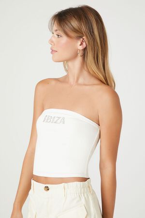 WHITE/SILVER Studded Ibiza Tube Top, image 2
