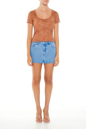 TOFFEE Sheer Lace Lettuce-Edge Tee, image 2
