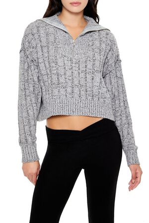 STONE BLUE Ribbed Half-Zip Sweater, image 1