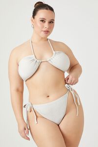 IVORY Plus Size Glitter Knit String Bikini Bottoms, image 1