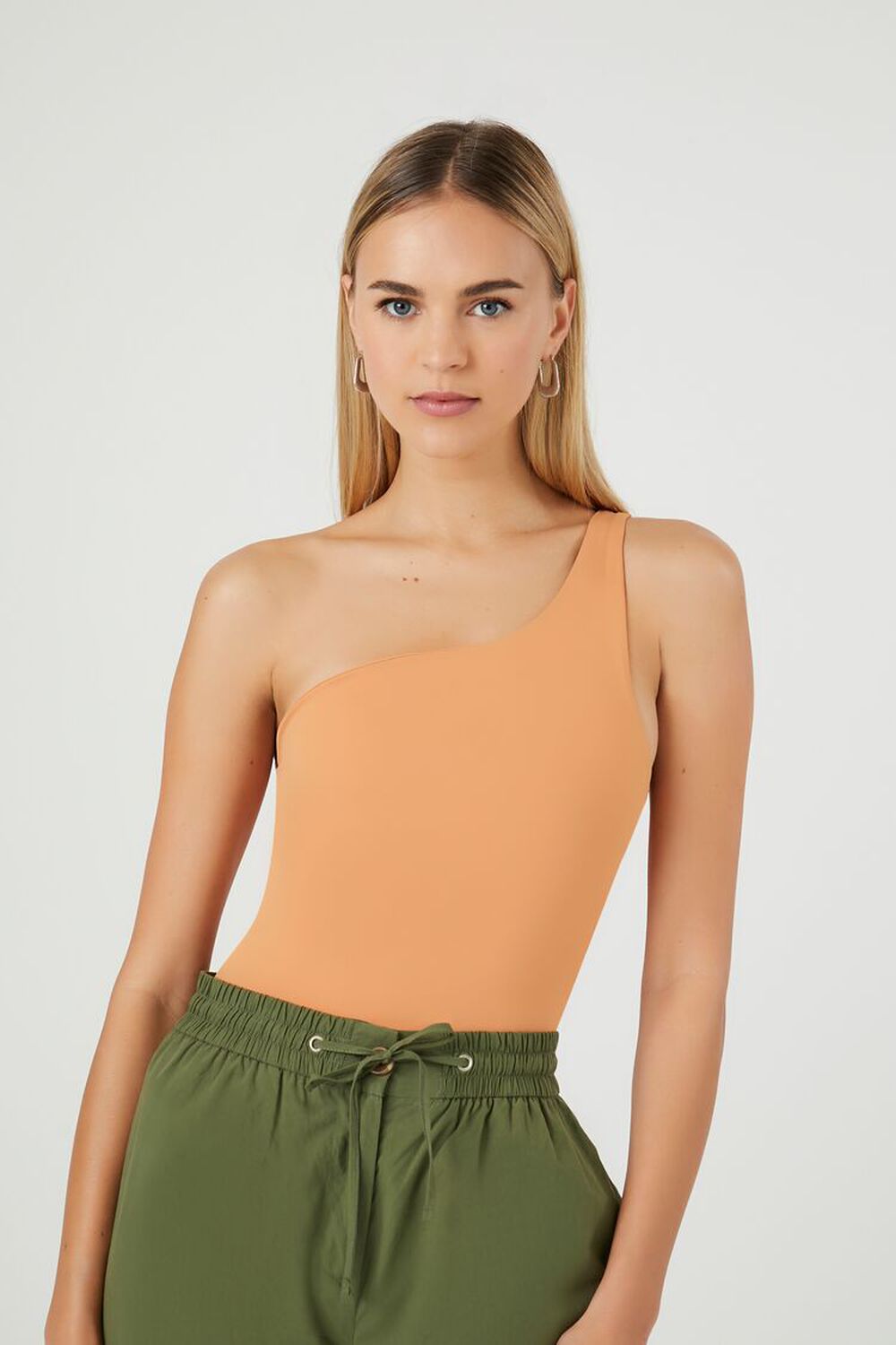 TOASTED ALMOND Sculpt Shape One-Shoulder Bodysuit, image 1