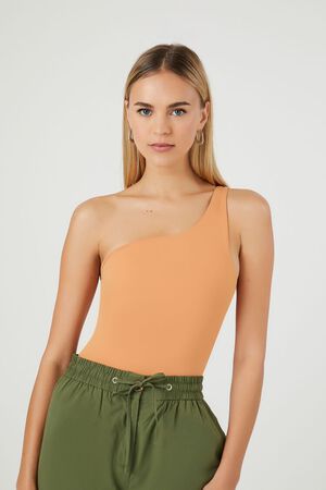 TOASTED ALMOND Sculpt Shape One-Shoulder Bodysuit, image 1