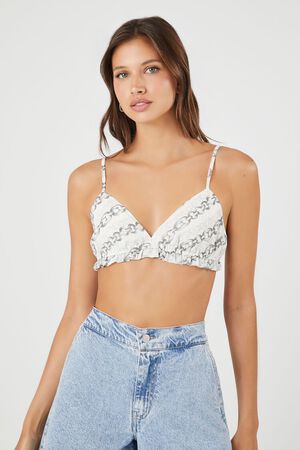 WHITE/GREY Chain Print Bralette, image 1