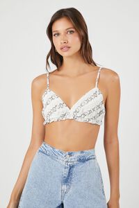WHITE/GREY Chain Print Bralette, image 1