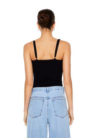 BLACK Sweater-Knit Cami Bodysuit, image 3