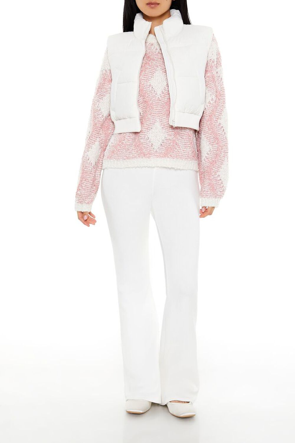 WHITE Quilted Cropped Vest, image 2