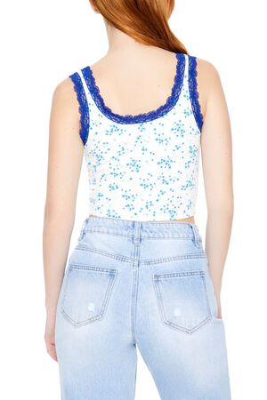 WHITE/MULTI Floral Print Cropped Tank Top, image 3