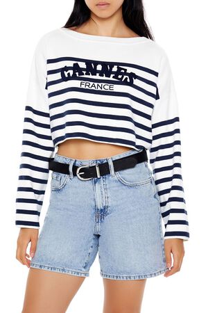 VANILLA/MULTI Cannes France Cropped Sweater, image 1