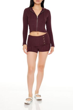 MERLOT Sweater-Knit Ribbed Shorts, image 1