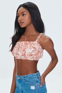 PEACH /MULTI Tropical Leaf Print Cropped Cami, image 2