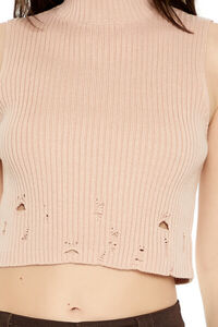 ALMOND Distressed Turtleneck Sweater Vest, image 3