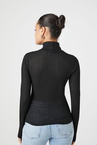 BLACK Sheer Ribbed Knit Turtleneck Top, image 3