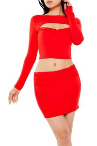 FIERY RED Cutout Crop Top & Mini Skirt Set, image 2