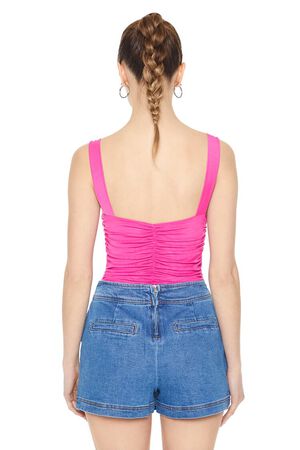 PINK Ruched Mesh Cutout Bodysuit, image 3