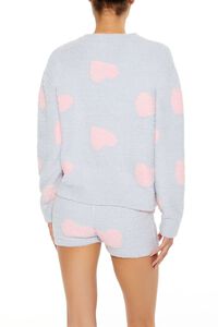 LIGHT GREY/PINK Heart Print Pajama Sweater, image 5