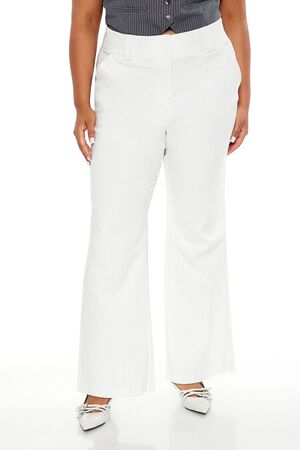WHITE/BLACK Plus Size High-Rise Trouser Pants, image 2