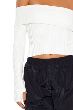 VANILLA Sweater-Knit Off-the-Shoulder Top, image 3