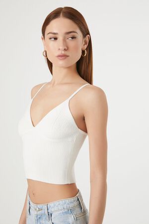 WHITE Sweater-Knit Ribbed Cami, image 2