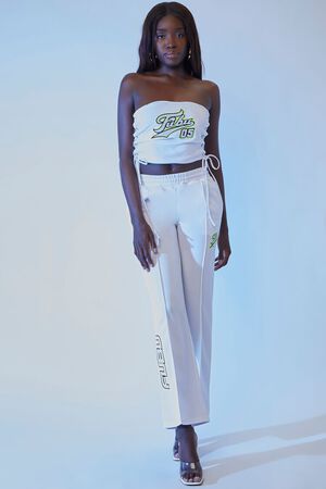 WHITE/MULTI FUBU Embroidered Mesh Pants, image 1