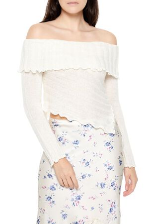 WISTERIA Ribbed Off-the-Shoulder Sweater, image 1