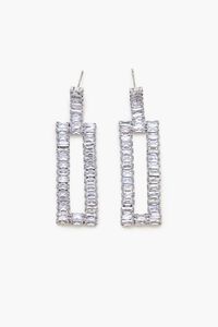 SILVER/CLEAR Faux Gem Geo Drop Earrings, image 1