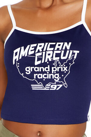 NAVY/WHITE American Circuit Cropped Cami, image 3