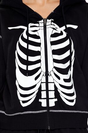 CHARCOAL/WHITE Skeleton Graphic Zip-Up Hoodie, image 3