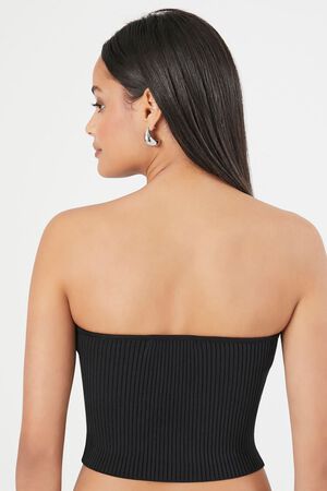 WHITE Sweater-Knit Cropped Tube Top, image 3