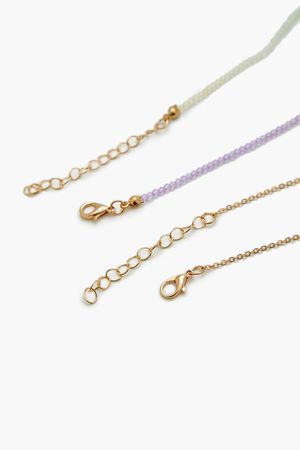 PURPLE/GOLD Butterfly & Bead Necklace Set, image 3