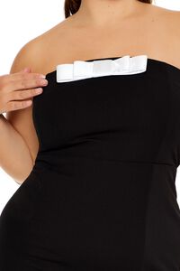 BLACK/IVORY Plus Size Bow Tube Mini Dress, image 5