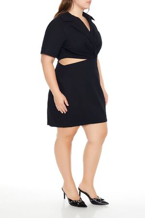 BROWN Plus Size Surplice Cutout Mini Dress, image 2