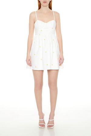 WHITE/MULTI Embroidered Floral Bustier Mini Dress, image 1