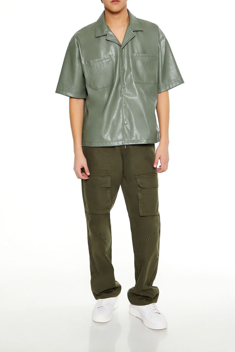 OLIVE Mid-Rise Drawstring Cargo Pants, image 1