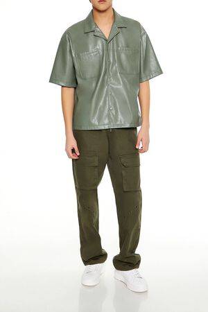 OLIVE Mid-Rise Drawstring Cargo Pants, image 1