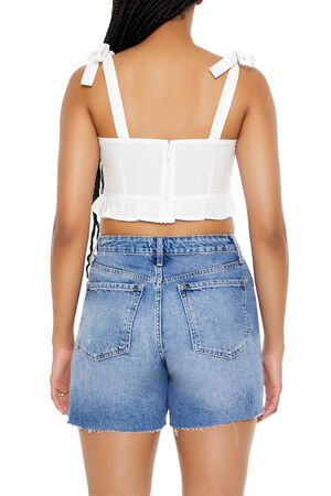 WHITE Tie-Strap Flounce Crop Top, image 3