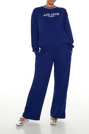 DARK NAVY/MULTI Fleece Varsity-Striped Pullover, image 2