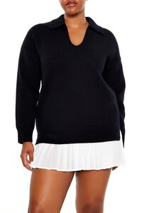 BLACK/WHITE Plus Size Combo Sweater Dress, image 1