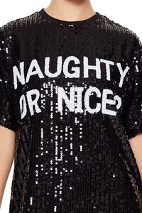 BLACK/WHITE Sequin Naughty or Nice T-Shirt Dress, image 3