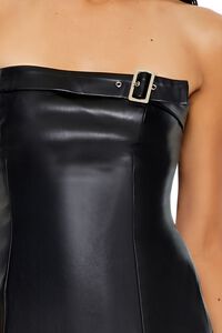 BLACK Faux Leather Tube Mini Dress, image 5