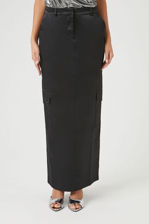 PINK Satin Cargo Maxi Skirt, image 2
