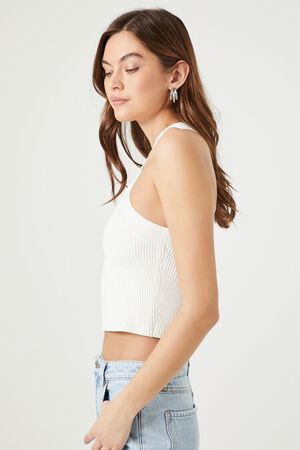 WHITE Sweater-Knit Crisscross Crop Top, image 2