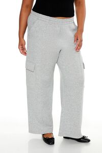 HEATHER GREY Plus Size Mid-Rise Cargo Sweatpants, image 2