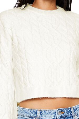 EGRET Cropped Cable Knit Sweater, image 3