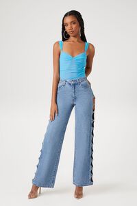 BLUE/PINK Mesh Sweetheart Bodysuit, image 4