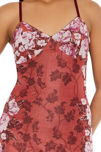 RUST/MULTI Mesh Floral Print Slip Midi Dress, image 4