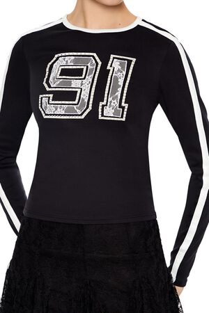 BLACK/MULTI Rhinestone Lace 91 Tee, image 3