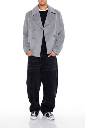 GREY Notched Double-Breasted Coat, image 2