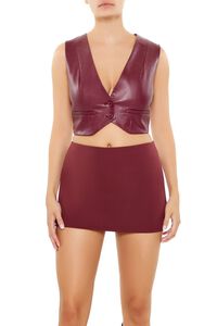 WINE Faux Leather Cropped Vest, image 1